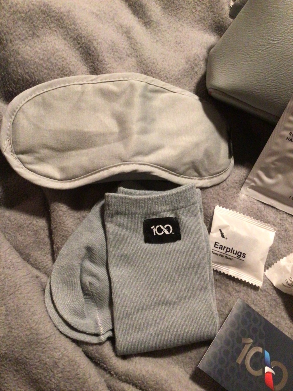American Airlines 100th Anniversary Amenity Kit Bag Grey Red Blue - Picture 12 of 13